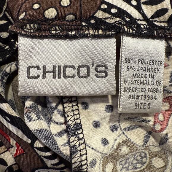 Chico’s Brown Abstract Floral Print Midi Skirt 0 / Small Fall Boho Chic Autumn - Picture 4 of 6